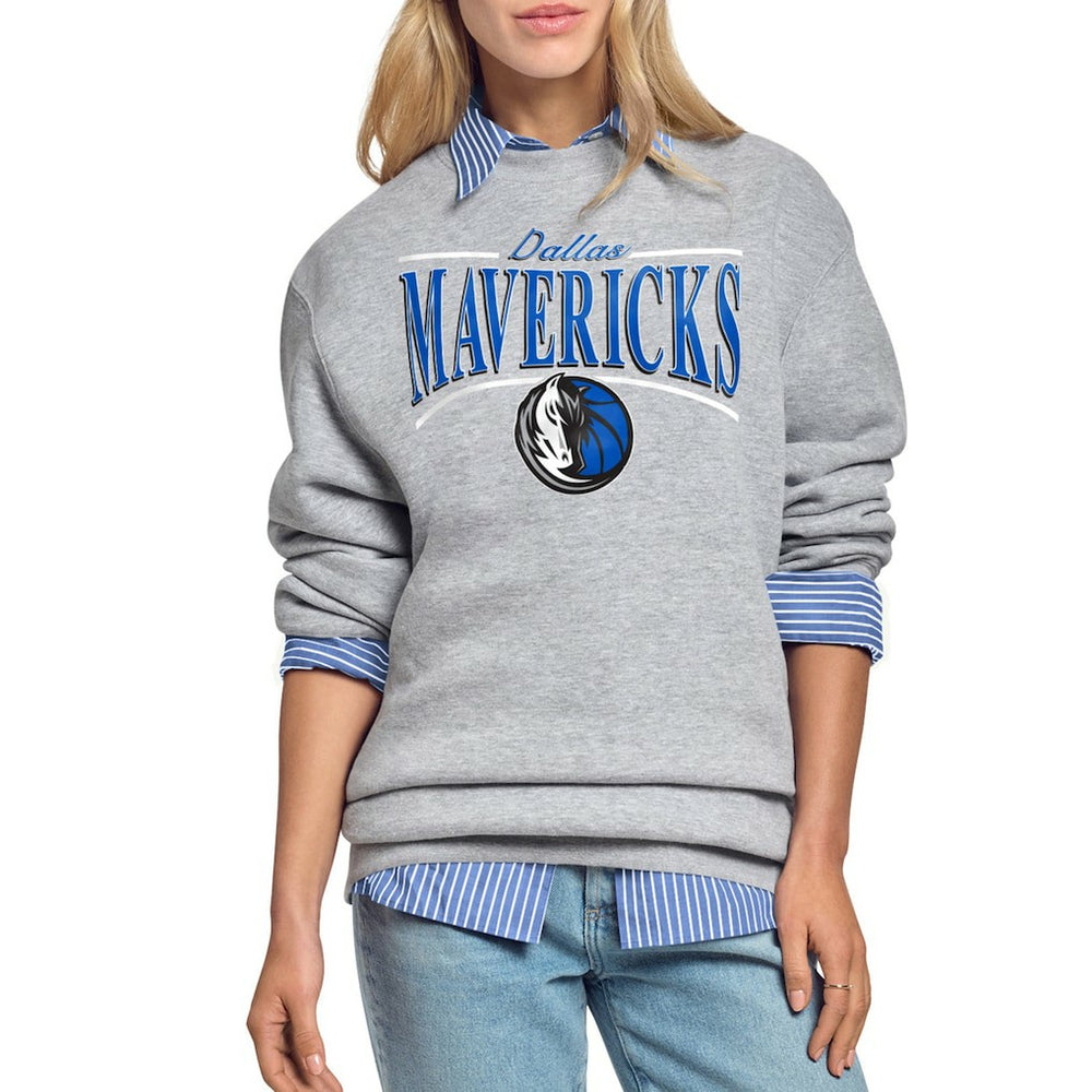 Dallas Mavericks Starter Women's Arch Stripe Fleece Crewneck Sweatshirt sale Discount