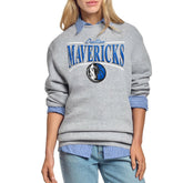 Dallas Mavericks Starter Women's Arch Stripe Fleece Crewneck Sweatshirt sale Discount