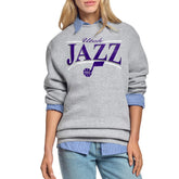 Utah Jazz Starter Women's Arch Stripe Fleece Crewneck Sweatshirt Online