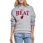 Miami Heat Starter Women's Arch Stripe Fleece Crewneck Sweatshirt New