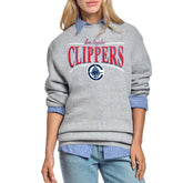 LA Clippers Starter Women's Arch Stripe Fleece Crewneck Sweatshirt On Sale