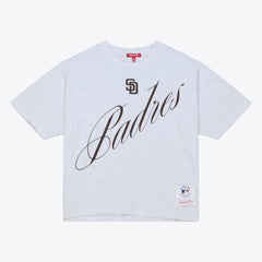 San Diego Padres Mitchell & Ness Women's Script Cropped Boxy T-Shirt | MLB Discount