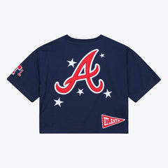Atlanta Braves Mitchell & Ness Women's Pep Rally Cropped Boxy T-Shirt | MLB For sale