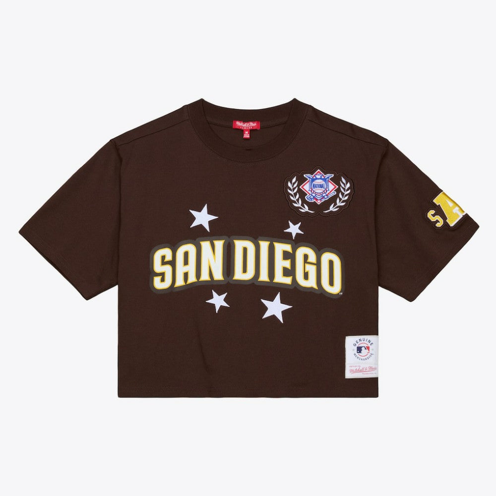 San Diego Padres Mitchell & Ness Women's Pep Rally Cropped Boxy T-Shirt | MLB Sale