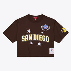 San Diego Padres Mitchell & Ness Women's Pep Rally Cropped Boxy T-Shirt | MLB Sale
