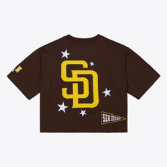 San Diego Padres Mitchell & Ness Women's Pep Rally Cropped Boxy T-Shirt | MLB Sale