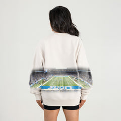 Detroit Lions Gameday Couture Women's Power Move Stadium Premium Drop Shoulder Sweatshirt