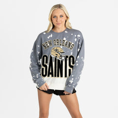 New Orleans Saints Gameday Couture Women's Arch Rivals Faded Wash Sweatshirt