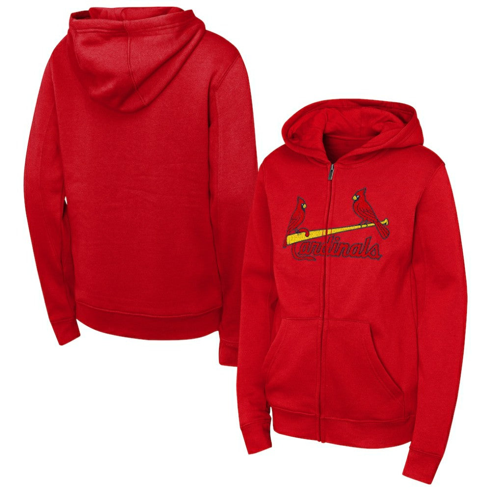 St. Louis Cardinals Outerstuff Youth Wordmark Fleece Full-Zip Hoodie | MLB Outlet
