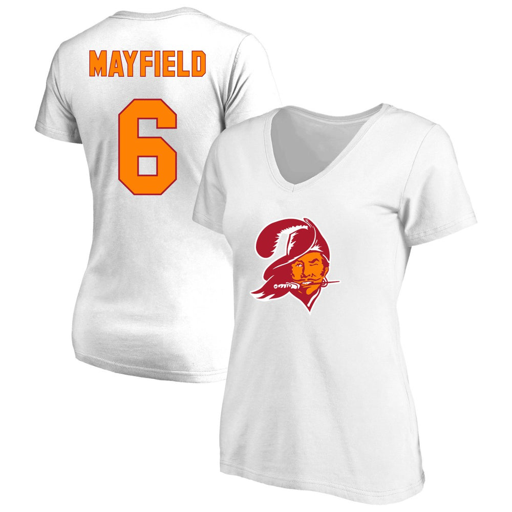 Tampa Bay Buccaneers Fanatics Baker Mayfield Women's Plus Size Name & Number Scoop Neck T-Shirt
