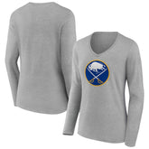 Buffalo Sabres Women's Primary Logo Long Sleeve V-Neck T-Shirt Outlet