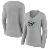 Dallas Stars Women's Primary Logo Long Sleeve V-Neck T-Shirt Outlet