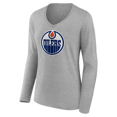 Edmonton Oilers Women's Primary Logo Long Sleeve V-Neck T-Shirt Online