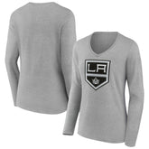 Los Angeles Kings Women's Primary Logo Long Sleeve V-Neck T-Shirt Sale