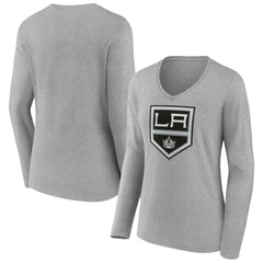 Los Angeles Kings Women's Primary Logo Long Sleeve V-Neck T-Shirt Sale