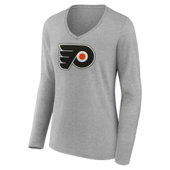 Philadelphia Flyers Women's Primary Logo Long Sleeve V-Neck T-Shirt For Sale