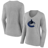 Vancouver Canucks Women's Primary Logo Long Sleeve V-Neck T-Shirt Online