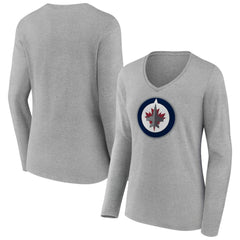 Winnipeg Jets Women's Primary Logo Long Sleeve V-Neck T-Shirt Online