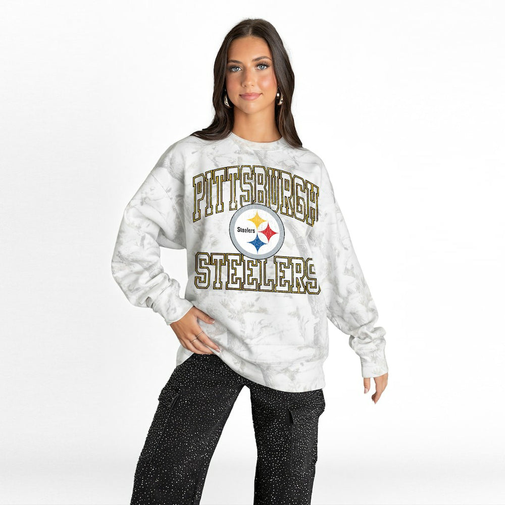 Pittsburgh Steelers Gameday Couture Women's Whiteout Oversized Premium Fleece Sweatshirt