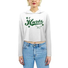 Philadelphia Eagles Jalen Hurts Majestic Threads Women's Glitter Wordmark Hoodie