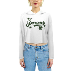 Green Bay Packers Micah Parsons Majestic Threads Women's Glitter Wordmark Hoodie