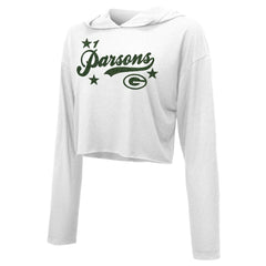 Green Bay Packers Micah Parsons Majestic Threads Women's Glitter Wordmark Hoodie