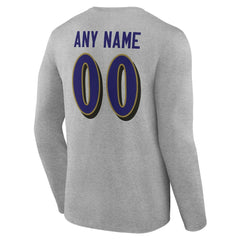 Baltimore Ravens Team Authentic Personalized Name & Number Long Sleeve T-Shirt