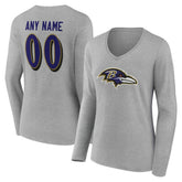 Baltimore Ravens Women's Team Authentic Personalized Name & Number Long Sleeve V-Neck T-Shirt