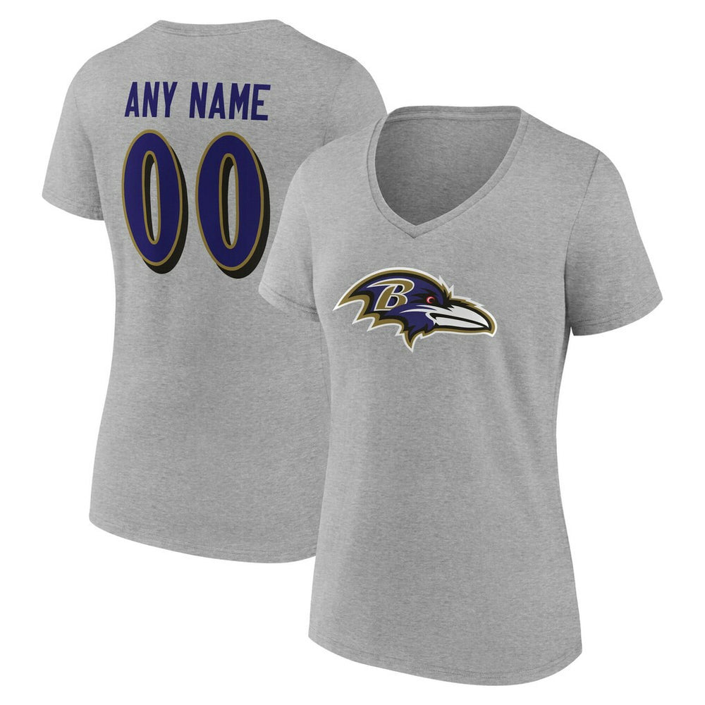 Baltimore Ravens Women's Team Authentic Personalized Name & Number V-Neck T-Shirt