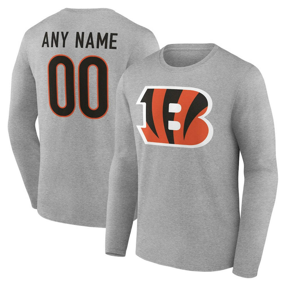 Cincinnati Bengals Team Authentic Personalized Name & Number Long Sleeve T-Shirt