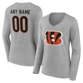 Cincinnati Bengals Women's Team Authentic Personalized Name & Number Long Sleeve V-Neck T-Shirt