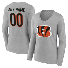 Cincinnati Bengals Women's Team Authentic Personalized Name & Number Long Sleeve V-Neck T-Shirt