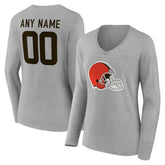 Cleveland Browns Women's Team Authentic Personalized Name & Number Long Sleeve V-Neck T-Shirt