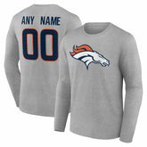 Denver Broncos Team Authentic Personalized Name & Number Long Sleeve T-Shirt