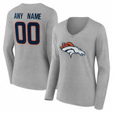 Denver Broncos Women's Team Authentic Personalized Name & Number Long Sleeve V-Neck T-Shirt