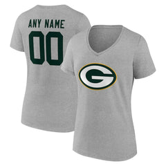 Green Bay Packers Women's Team Authentic Personalized Name & Number V-Neck T-Shirt