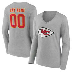 Kansas City Chiefs Women's Team Authentic Personalized Name & Number Long Sleeve V-Neck T-Shirt