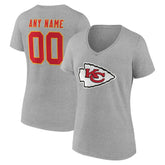 Kansas City Chiefs Women's Team Authentic Personalized Name & Number V-Neck T-Shirt