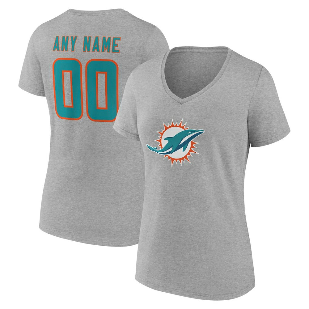 Miami Dolphins Women's Team Authentic Personalized Name & Number V-Neck T-Shirt
