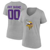 Minnesota Vikings Women's Team Authentic Personalized Name & Number V-Neck T-Shirt