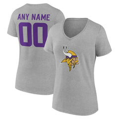 Minnesota Vikings Women's Team Authentic Personalized Name & Number V-Neck T-Shirt