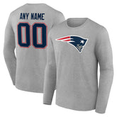 New England Patriots Team Authentic Personalized Name & Number Long Sleeve T-Shirt