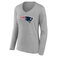 New England Patriots Women's Team Authentic Personalized Name & Number Long Sleeve V-Neck T-Shirt