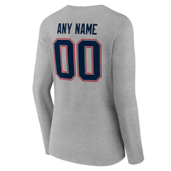 New England Patriots Women's Team Authentic Personalized Name & Number Long Sleeve V-Neck T-Shirt
