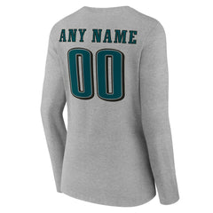 Philadelphia Eagles Women's Team Authentic Personalized Name & Number Long Sleeve V-Neck T-Shirt