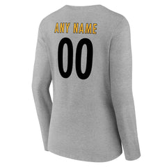 Pittsburgh Steelers Women's Team Authentic Personalized Name & Number Long Sleeve V-Neck T-Shirt