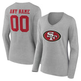 San Francisco 49ers Women's Team Authentic Personalized Name & Number Long Sleeve V-Neck T-Shirt