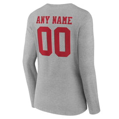 San Francisco 49ers Women's Team Authentic Personalized Name & Number Long Sleeve V-Neck T-Shirt