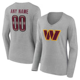 Washington Commanders Women's Team Authentic Personalized Name & Number Long Sleeve V-Neck T-Shirt
