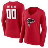 Atlanta Falcons Women's Team Authentic Personalized Name & Number Long Sleeve V-Neck T-Shirt